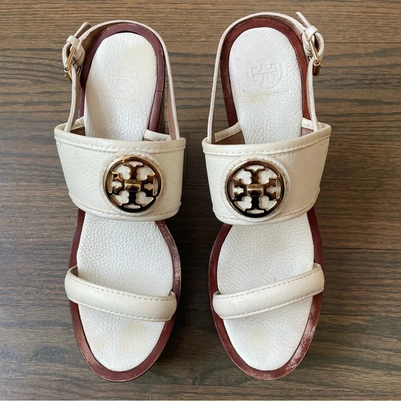 Tory Burch Selma Sandal Wedge White - Picture 2 of 16
